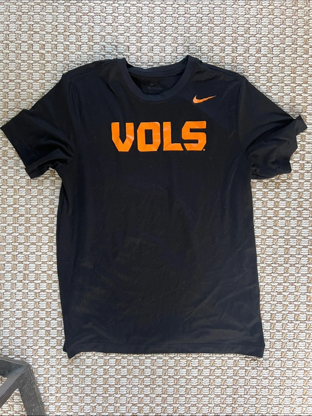 Nike Dry Fit Black Short-Sleeve 'VOLS' Tee with Orange Swoosh